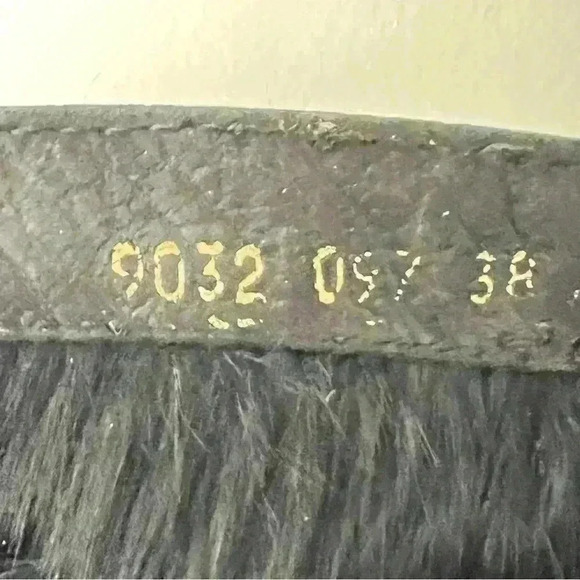 VERO CUIOIO BLACK LEATHER  FUR HEELS OVAL TOE PLATFORM BOOTS SIZE 38 - Picture 13 of 16